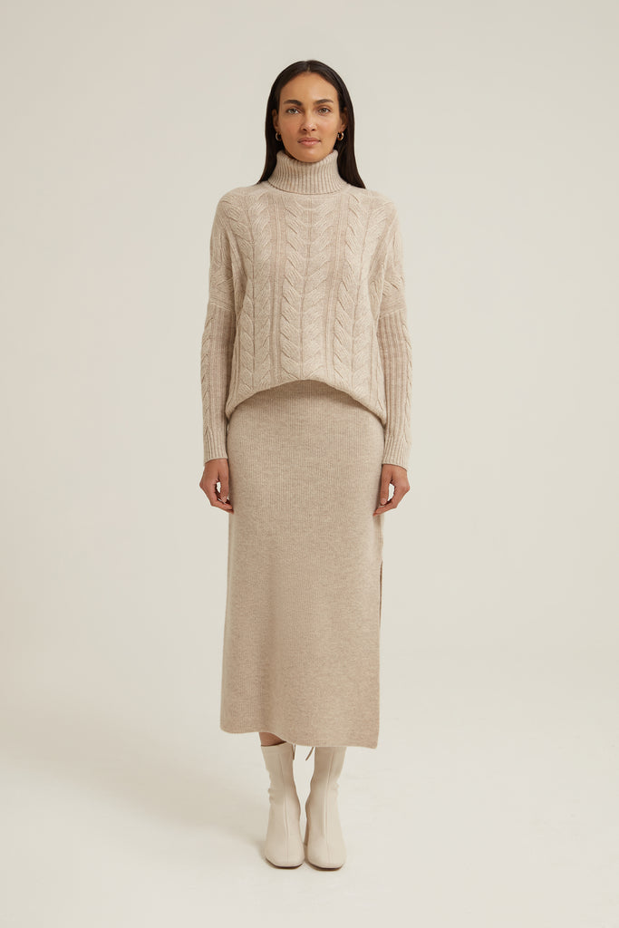 Aditti Ribbed Cashmere Skirt