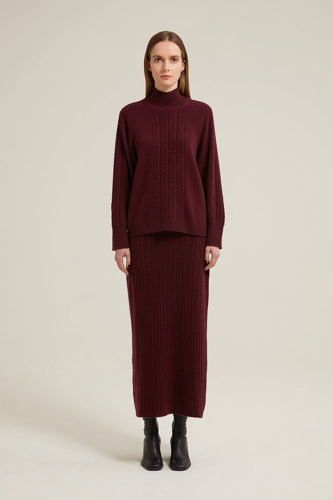 Shea Cable Stitch Cashmere Skirt