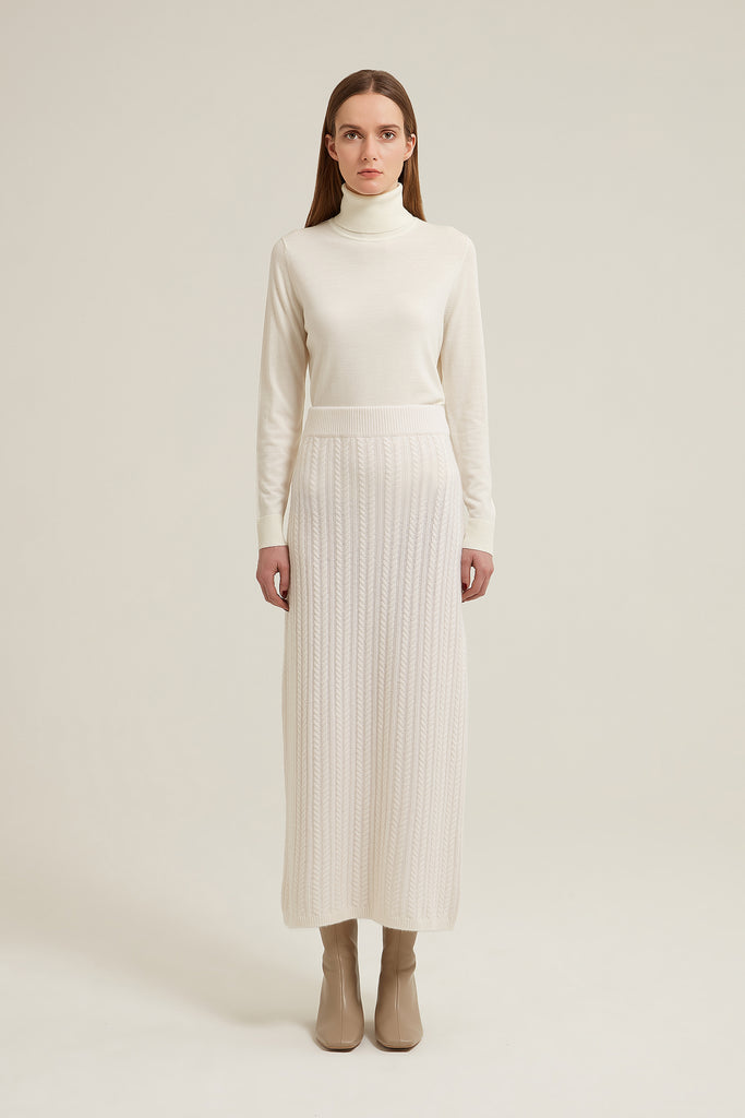 Shea Cable Stitch Cashmere Skirt